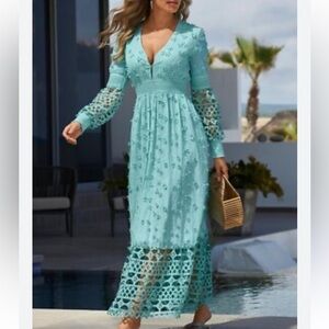 BOSTON PROPER MIXED MEDIA LACE DRESS NET Sz S